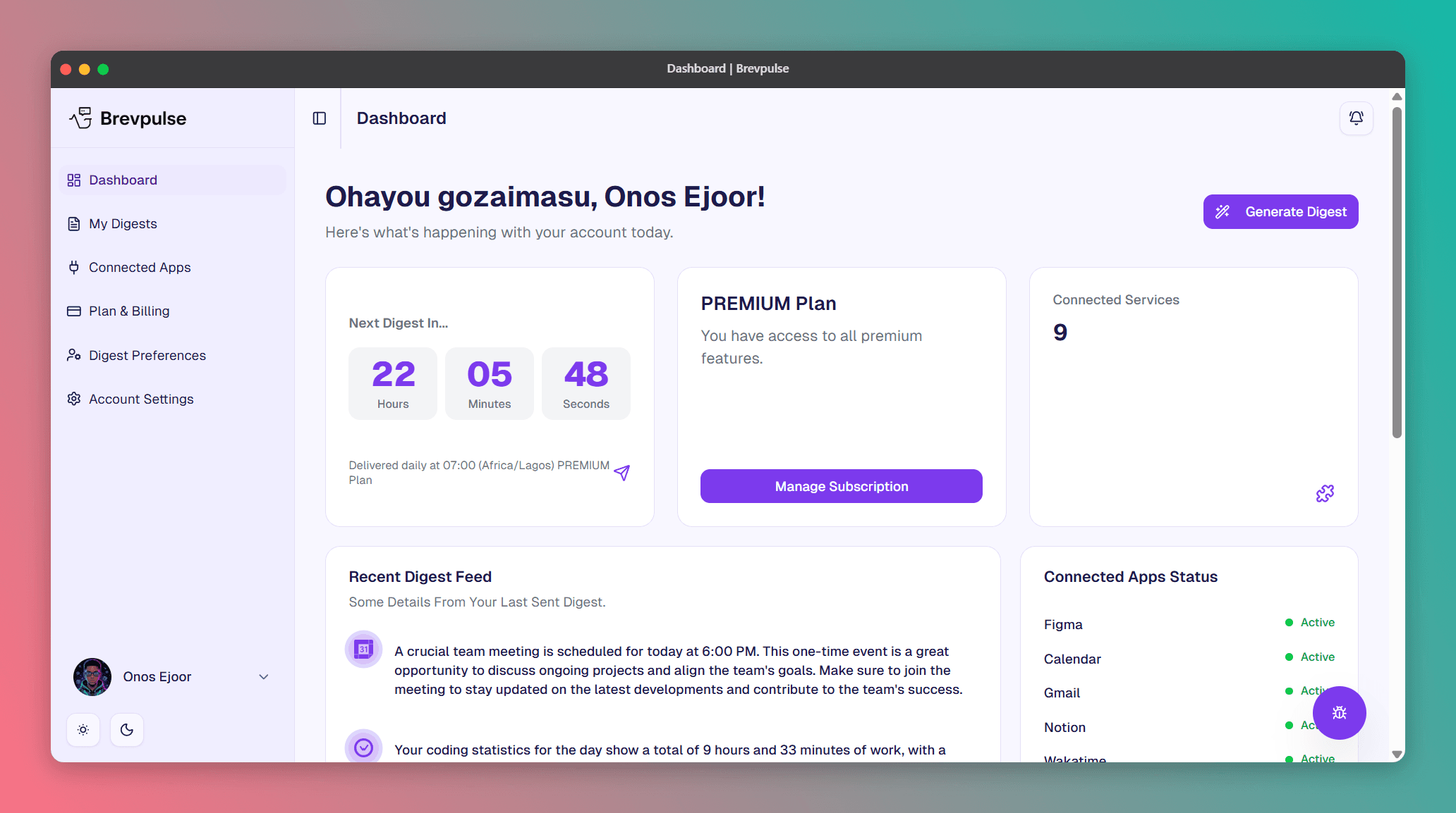 Brevpulse desktop dashboard